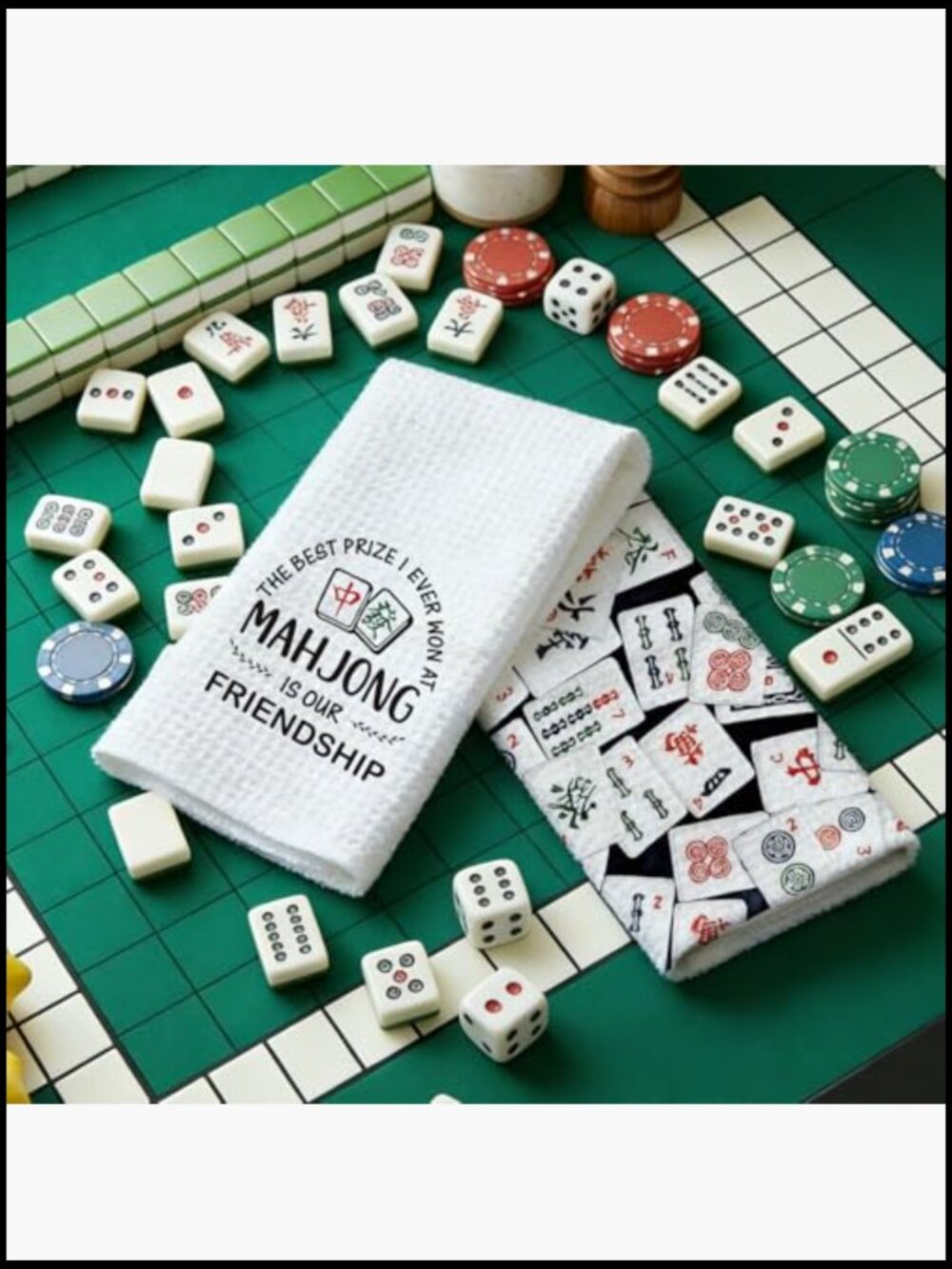 Floral Mahjong Decorative Waffle Weave Kitchen Towels Set of 2 Home Decor - Picture 4 of 6